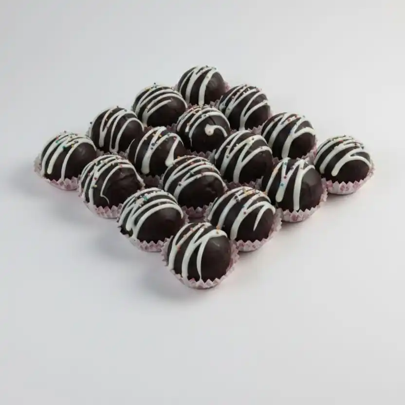 Dark Chocolate Truffles with White Drizzle